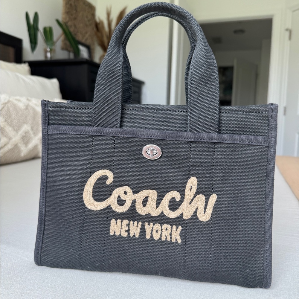 Coach Cargo Small CP164 Tote 26 Silver/Black Canvas